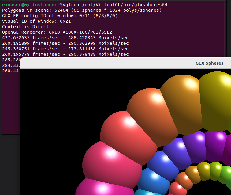 A benchmark running using GPU acceleration